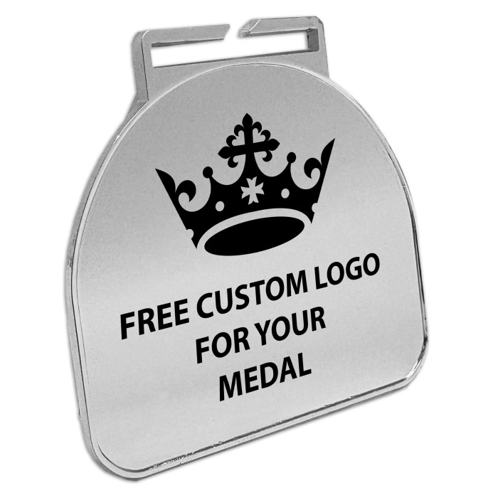 60MM MODERN CURVED BUDGET METAL PRINTED MEDAL - GOLD/ SILVER/ BRONZE/ BLACK/ WHITE